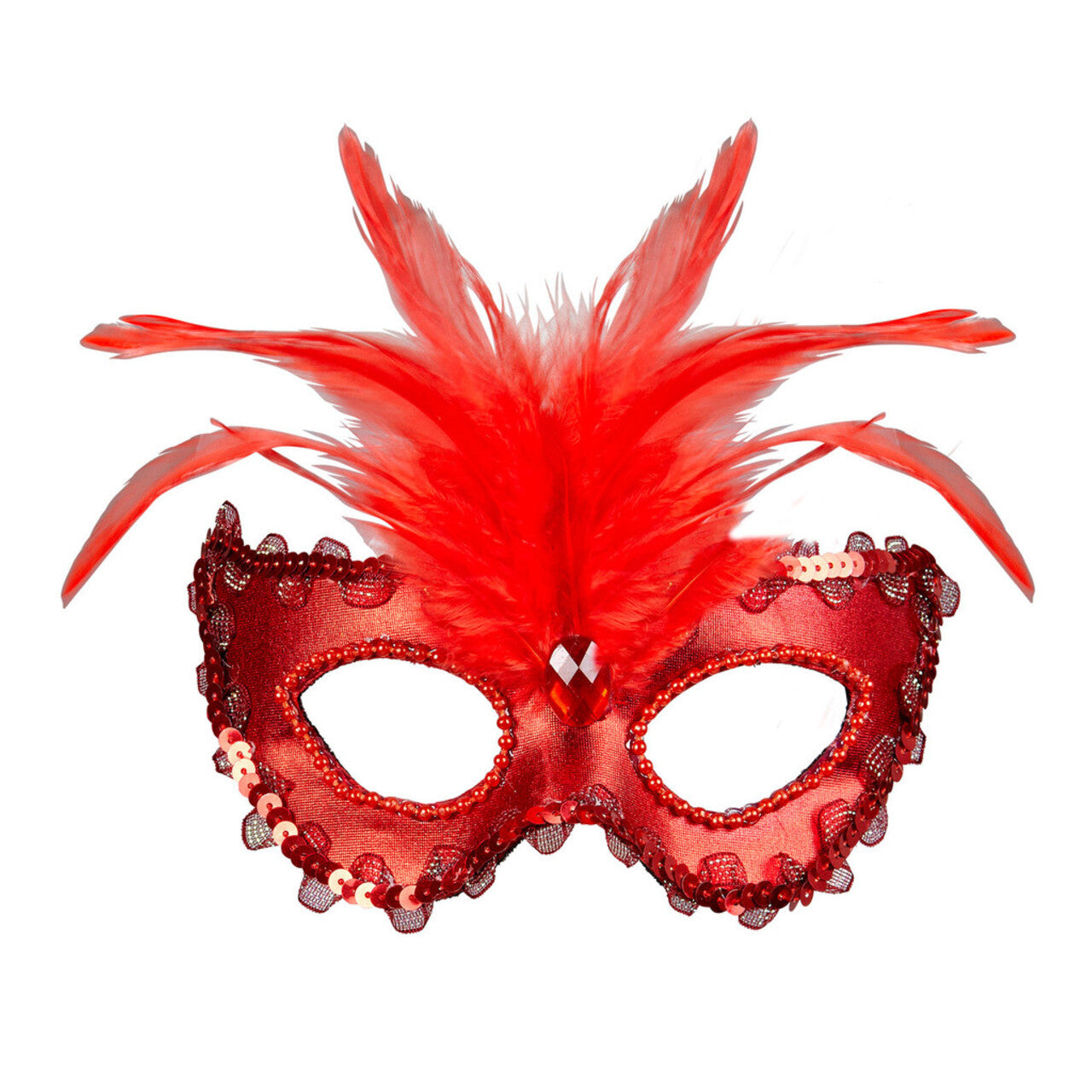 Op deze afbeelding zie je een Accessoires, van het merk Widmann. Koninklijk Oogmasker, Barones Metallic Rood