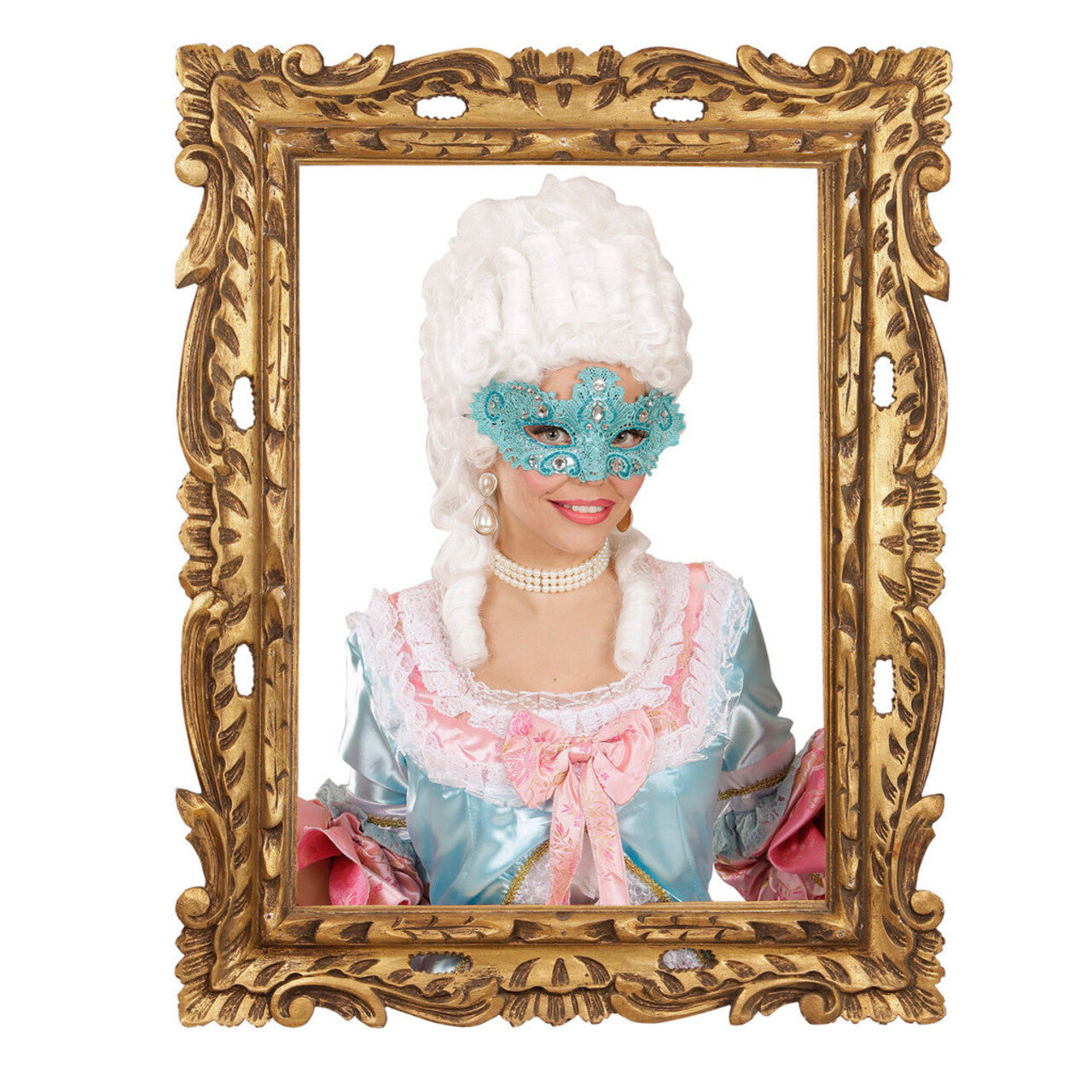Op deze afbeelding zie je een Accessoires, van het merk Widmann. Carnaval Du Lac Oogmasker, Adelijk Azuur Met Glitters En Stenen