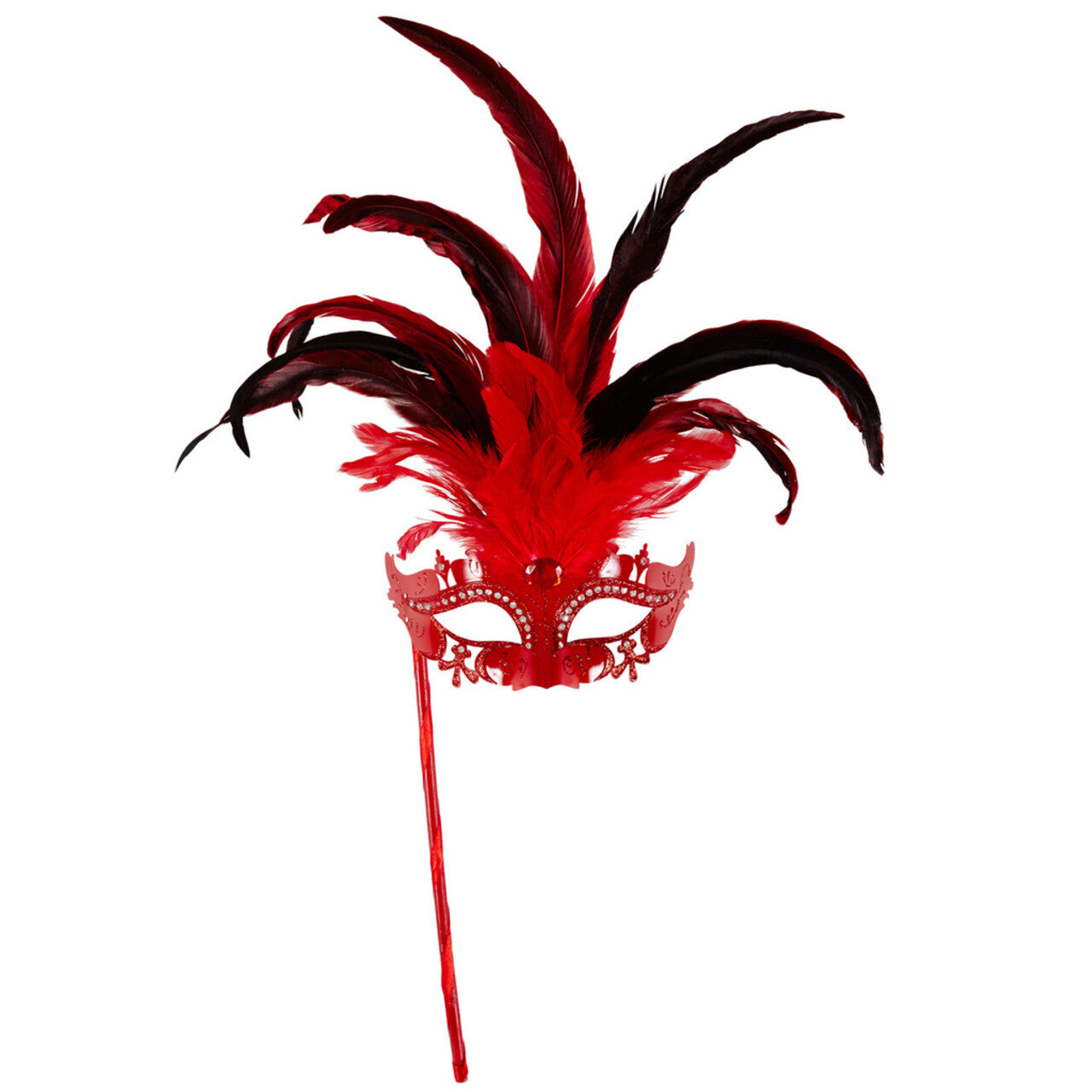 Op deze afbeelding zie je een Accessoires, van het merk Widmann. Gedistingeerd Oogmasker Met Stokje, Rood Luxe Versie
