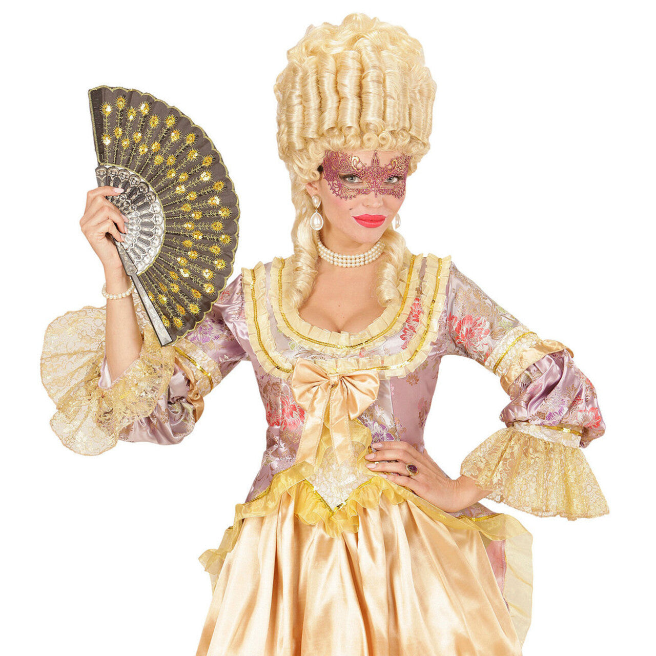 Op deze afbeelding zie je een Accessoires, van het merk Widmann. Fantasia Oogmasker, Kant Metallic Paars