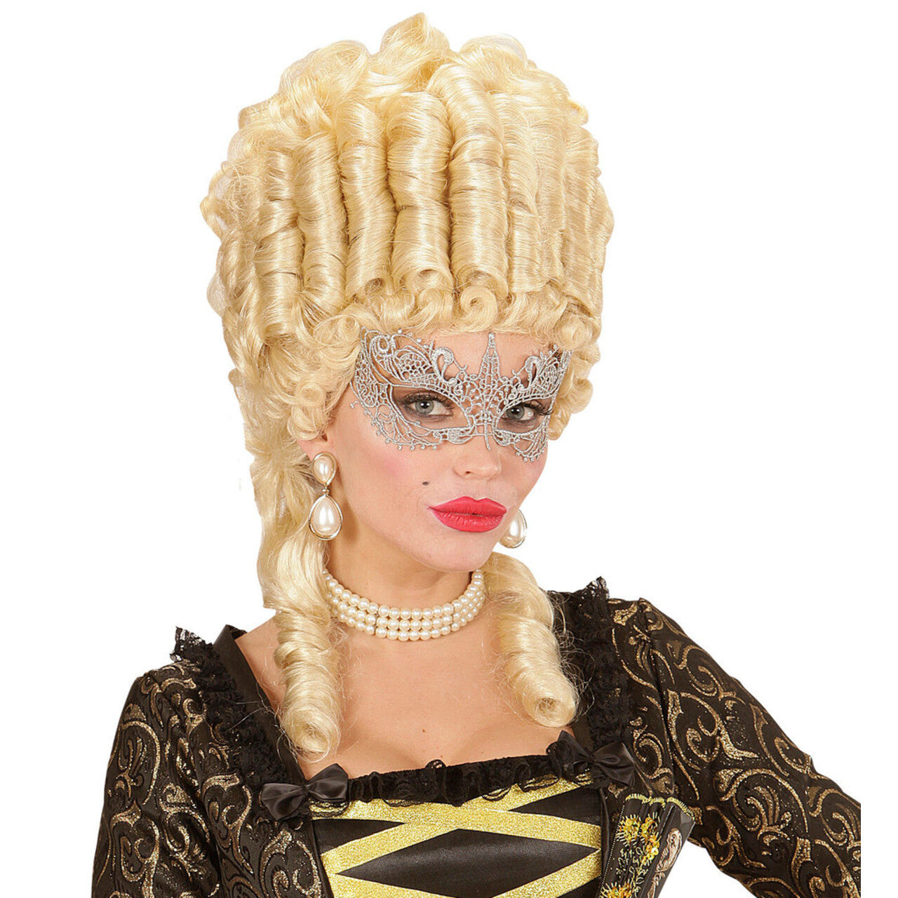 Op deze afbeelding zie je een Accessoires, van het merk Widmann. Fantasia Oogmasker, Kant Metallic Ivoor