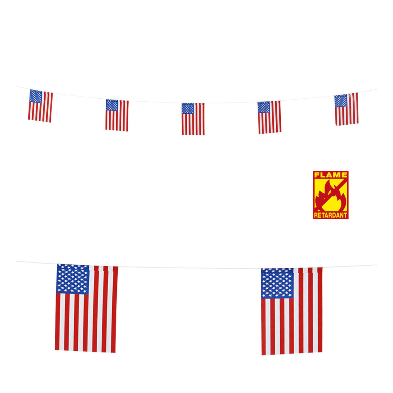Op deze afbeelding zie je een Decoratie, van het merk Widmann. Landenthema Vlaggenlijn 6mtr, USA
