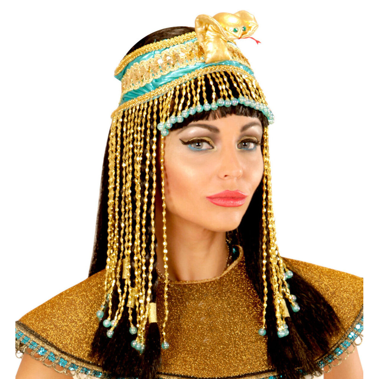 Op deze afbeelding zie je een Accessoires, van het merk Widmann. Cleopatra Bepareld Egyptisch Hoofdstuk