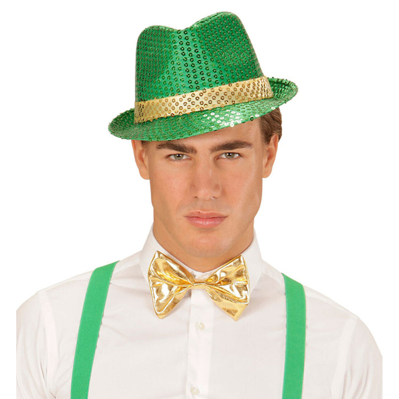 Op deze afbeelding zie je een Accessoires, van het merk Widmann. Ierse Fedora Pailletten St. Patrick