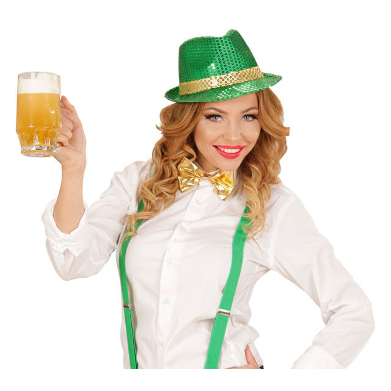 Op deze afbeelding zie je een Accessoires, van het merk Widmann. Ierse Fedora Pailletten St. Patrick