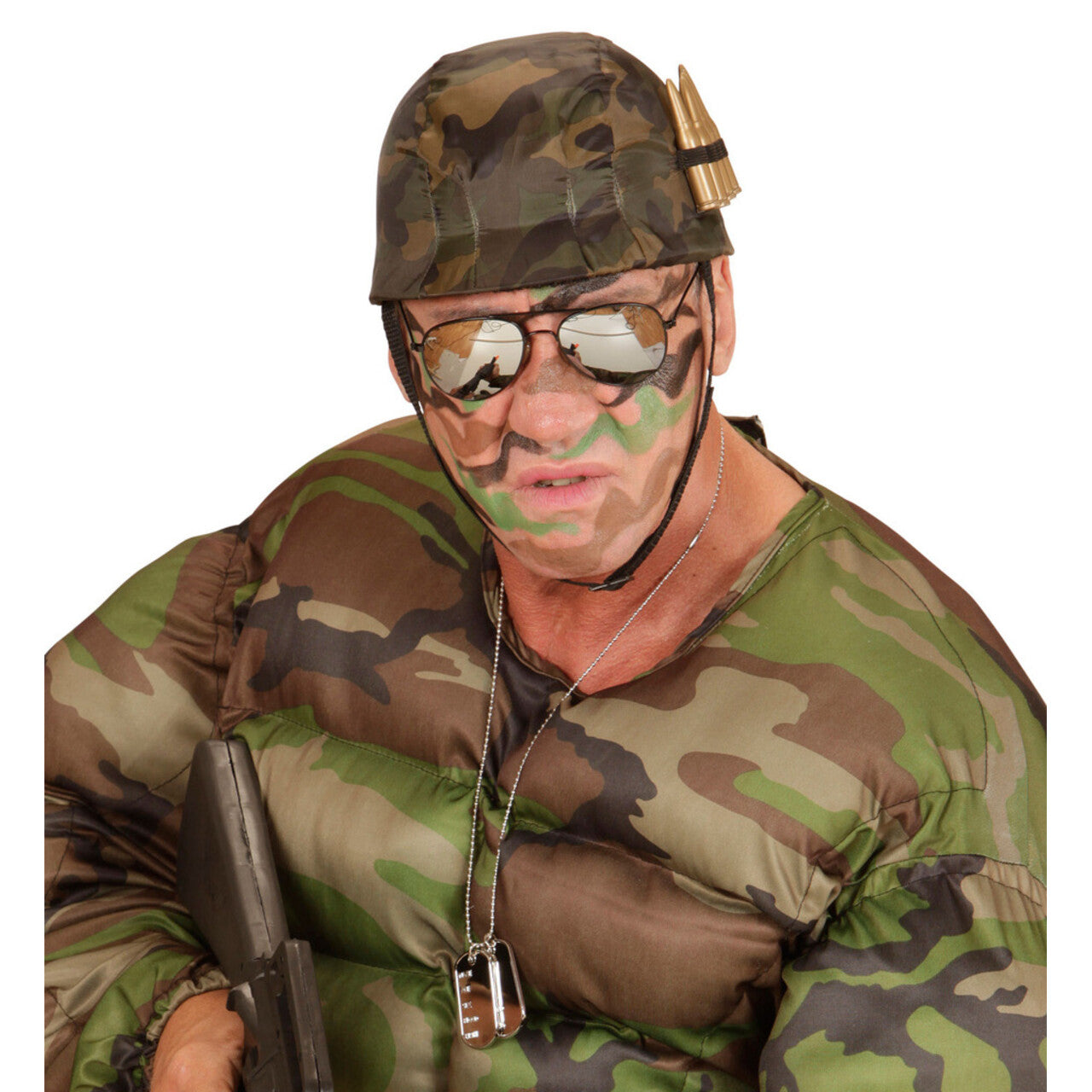 Op deze afbeelding zie je een Accessoires, van het merk Widmann. 2e Wereldoorlog Soldatenhelm Met Kogels
