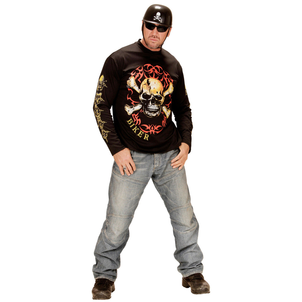 Op deze afbeelding zie je een Kostuums, van het merk Widmann. Terror Mc Biker Shirt Man