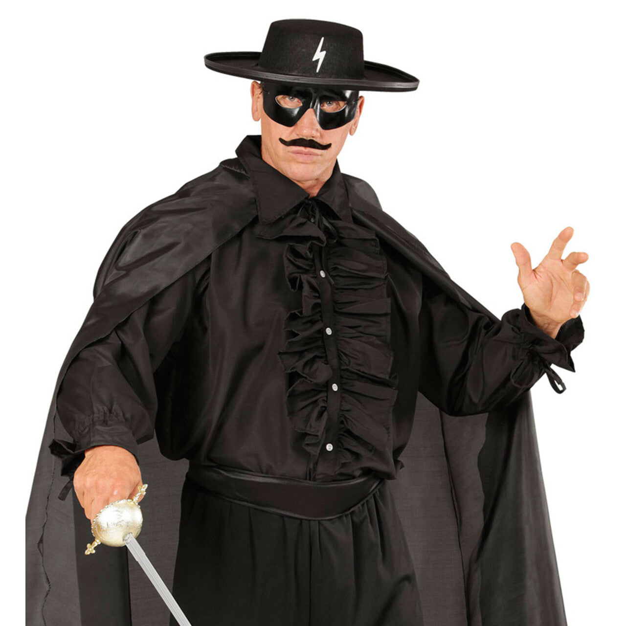 Op deze afbeelding zie je een Kostuums, van het merk Widmann. Roucheshemd Chico Shirt Zwart Man