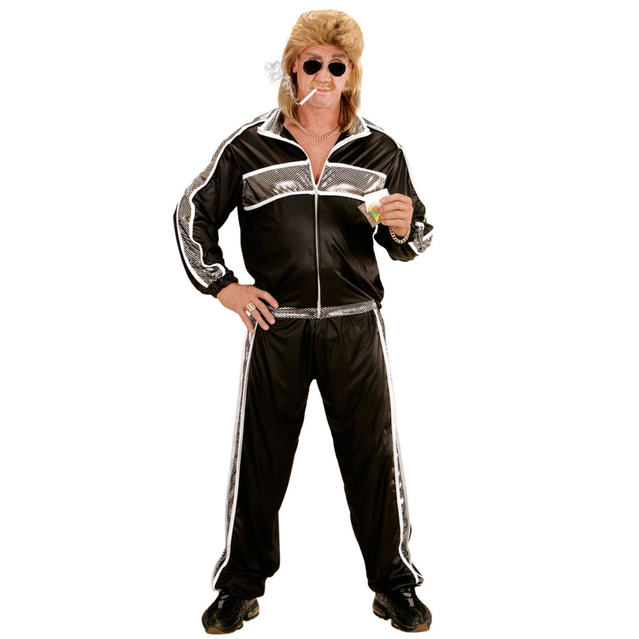 Op deze afbeelding zie je een Kostuums, van het merk Widmann. Zwart Fout New Kids Trainingspak Man Kostuum