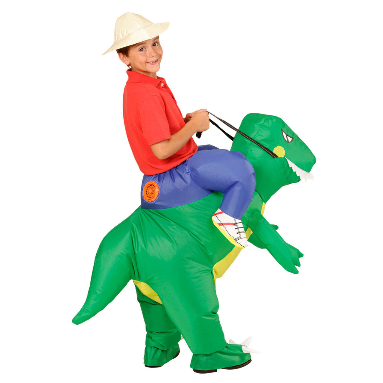 Op deze afbeelding zie je een Kostuums, van het merk Widmann. Grappige Opblaasbare Dinosaurus Kind Jongen Kostuum