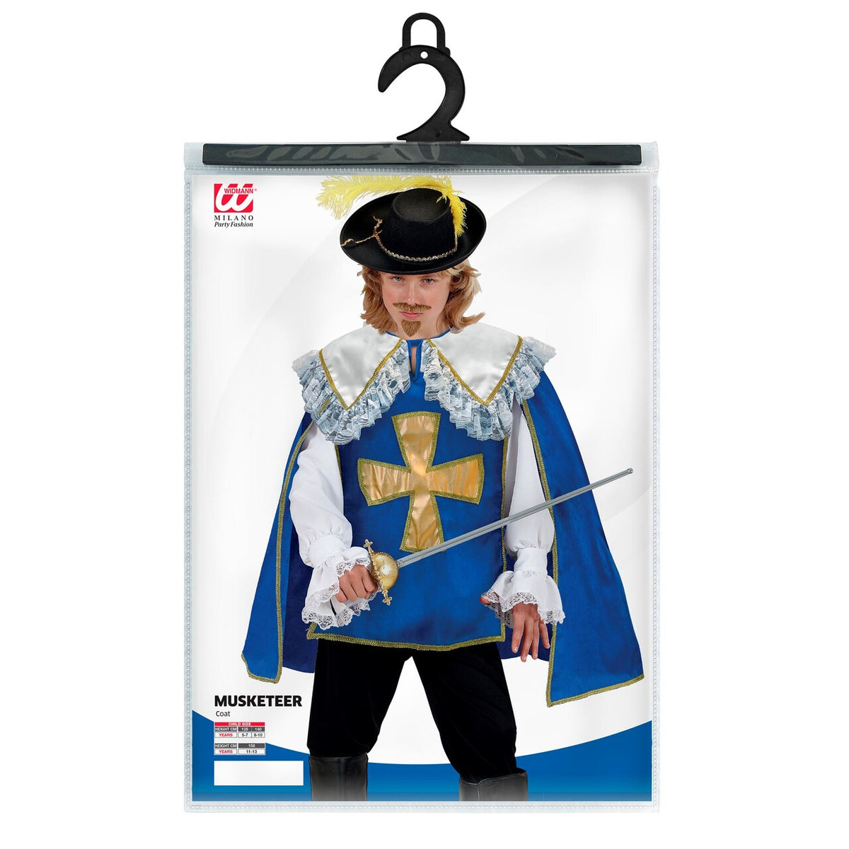Op deze afbeelding zie je een Kostuums, van het merk Widmann. Blauwe Musketier Top Jongen