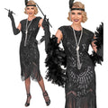 Roaring 20S Elegant Black Vrouw Kostuum