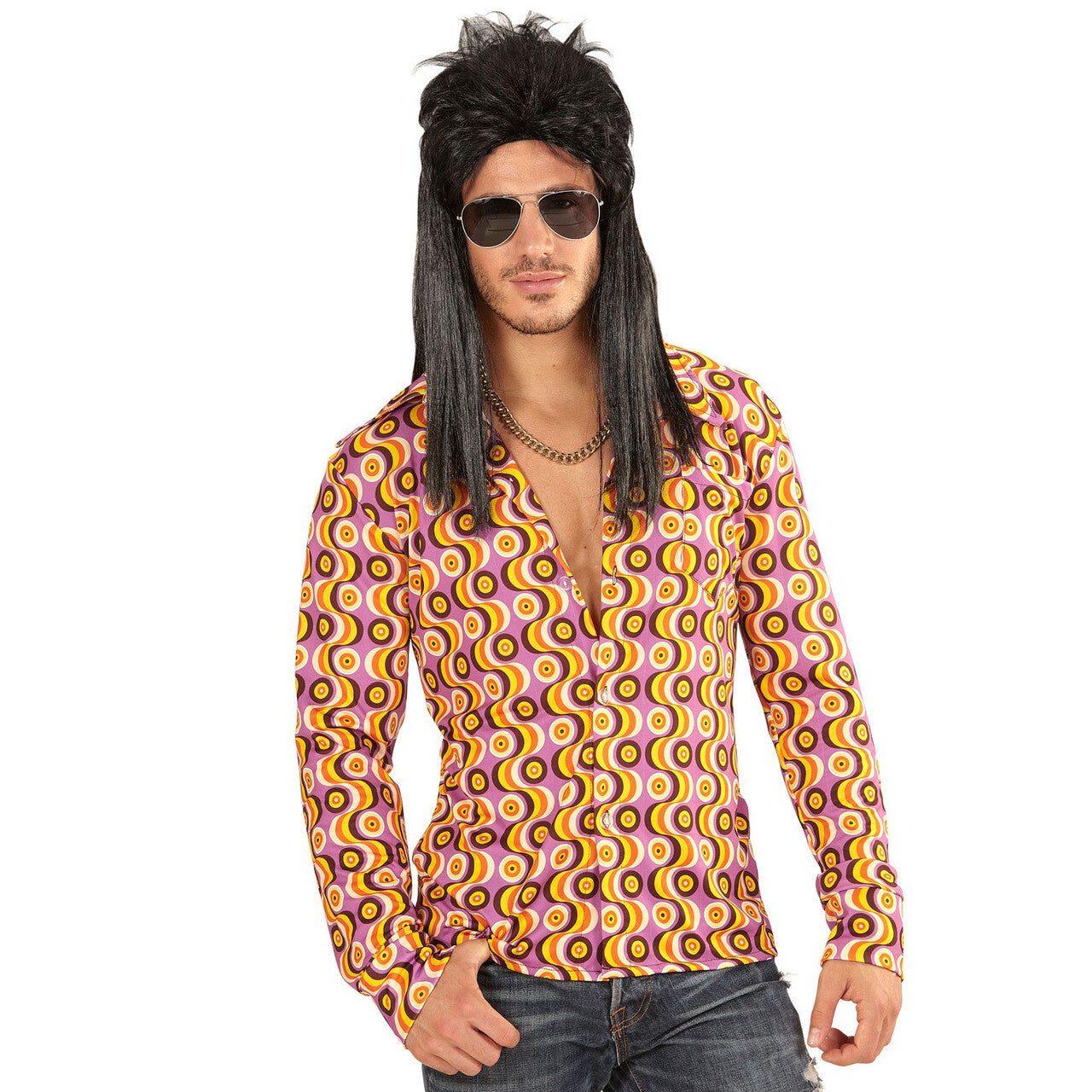 Op deze afbeelding zie je een Accessoires, van het merk Widmann. AXL Pruik Mullet 80s Zwart