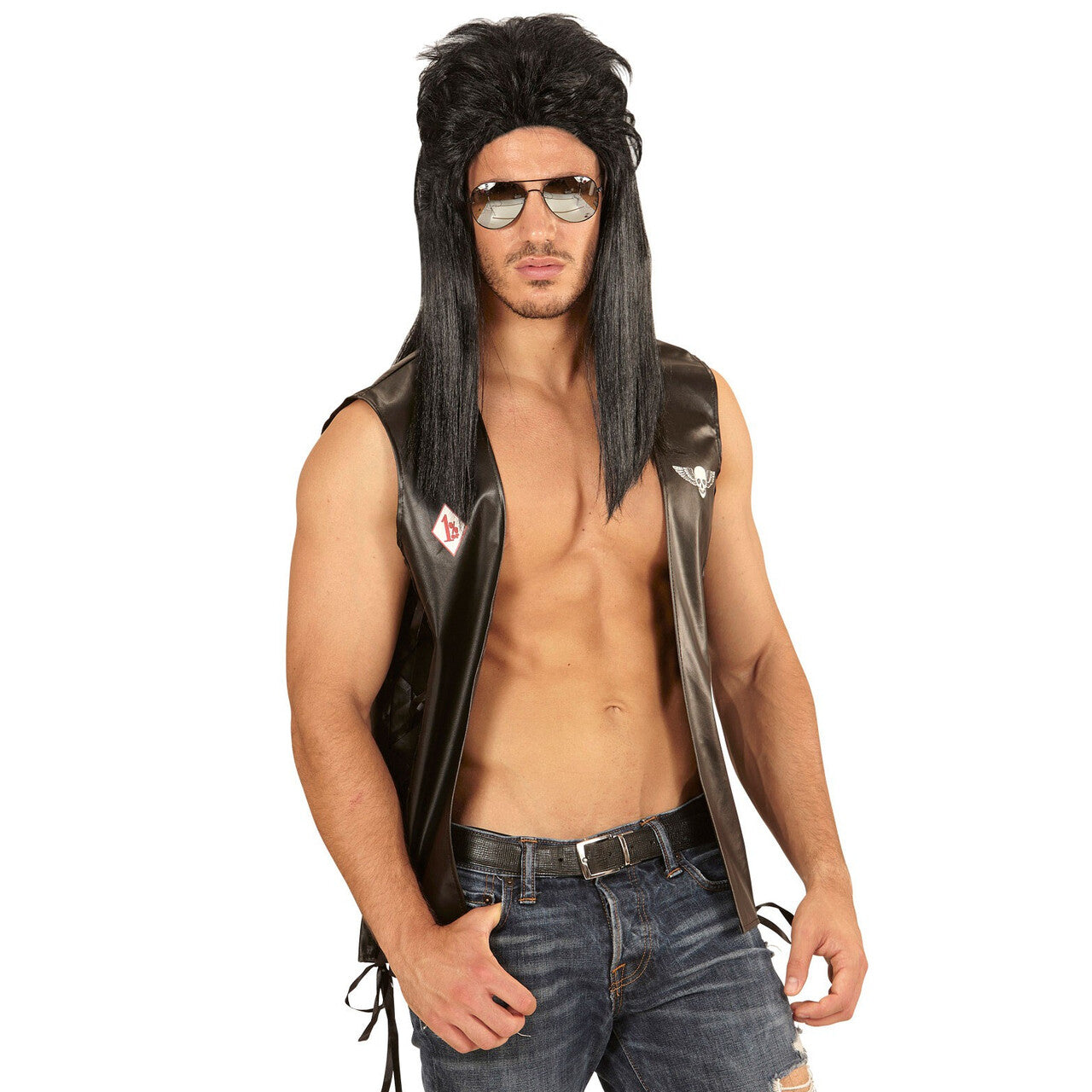 Op deze afbeelding zie je een Accessoires, van het merk Widmann. AXL Pruik Mullet 80s Zwart