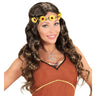 Lockige Hippie-Perücke Braun Mit Sonnenblumen-Stirnband