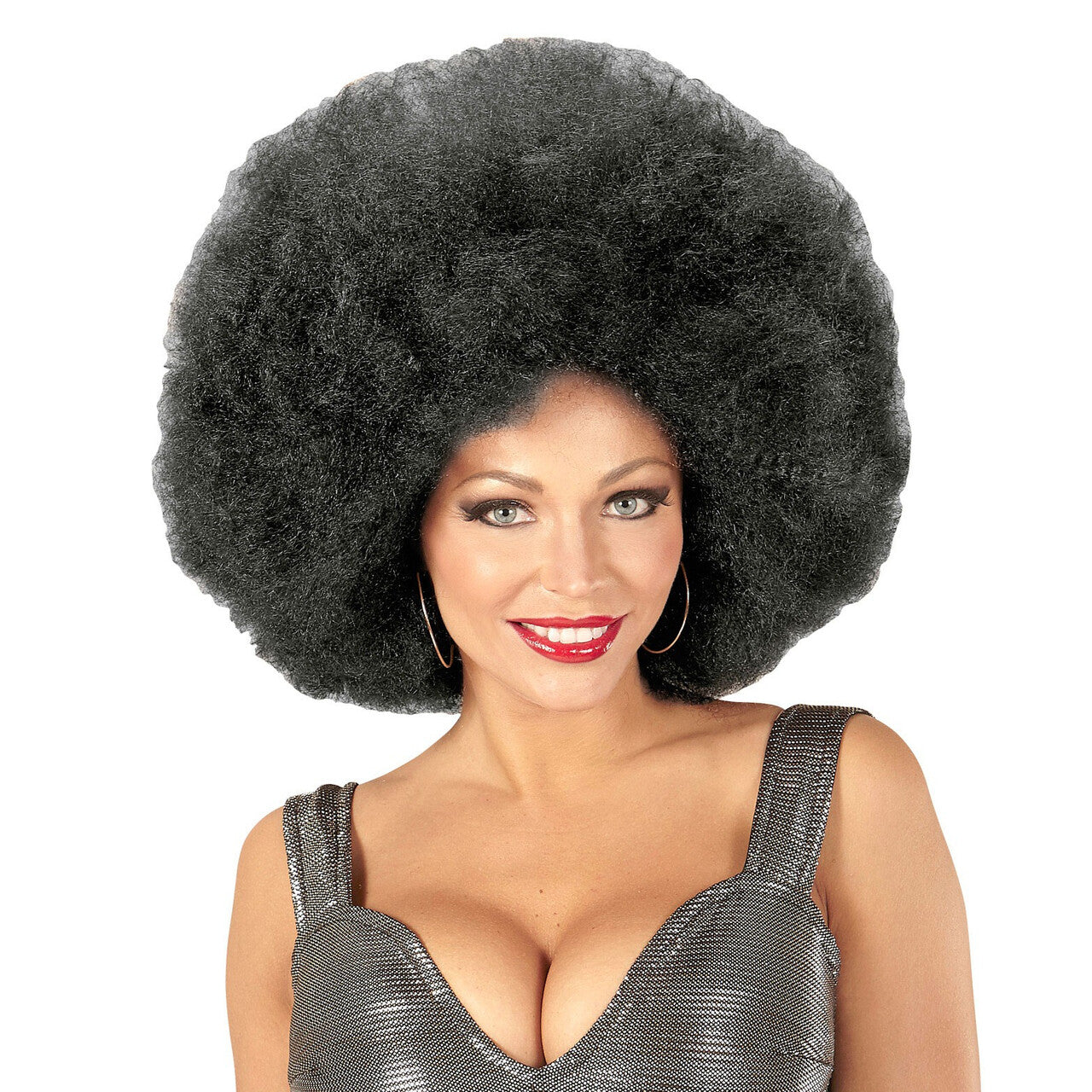 Op deze afbeelding zie je een Accessoires, van het merk Widmann. Soul Diva Pruik, Afro Extra Groot Zwart