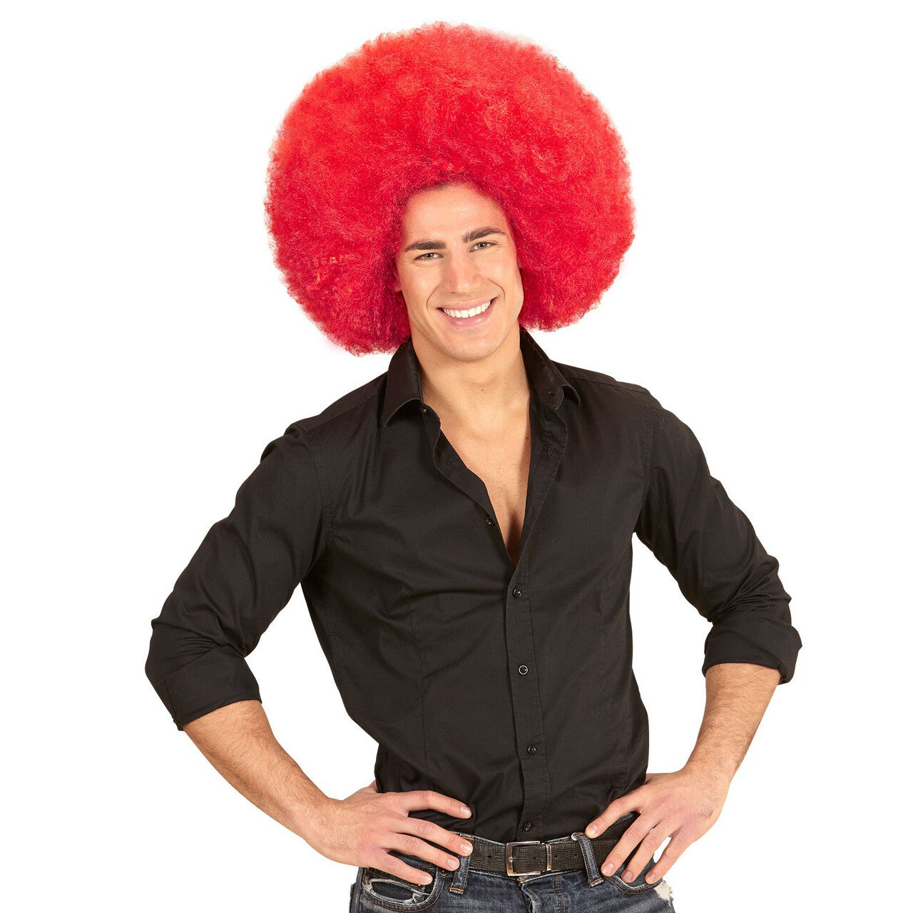 Op deze afbeelding zie je een Accessoires, van het merk Widmann. Soul Diva Pruik, Afro Extra Groot Rood