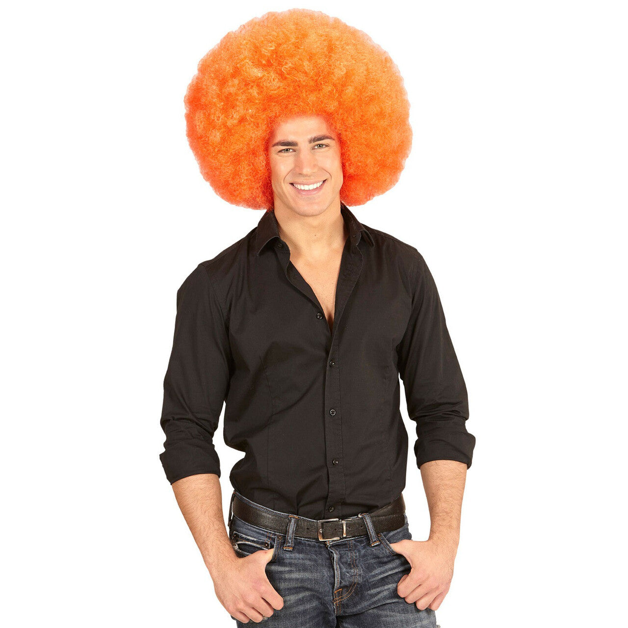 Op deze afbeelding zie je een Accessoires, van het merk Widmann. Soul Diva Pruik, Afro Extra Groot Oranje