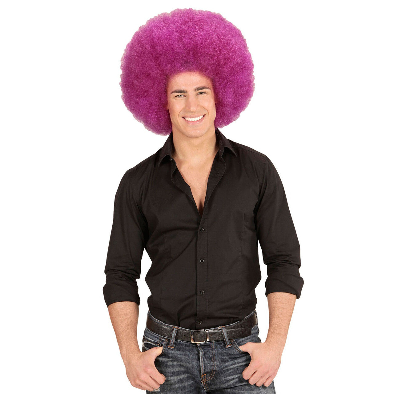 Op deze afbeelding zie je een Accessoires, van het merk Widmann. Soul Diva Pruik, Afro Extra Groot Paars