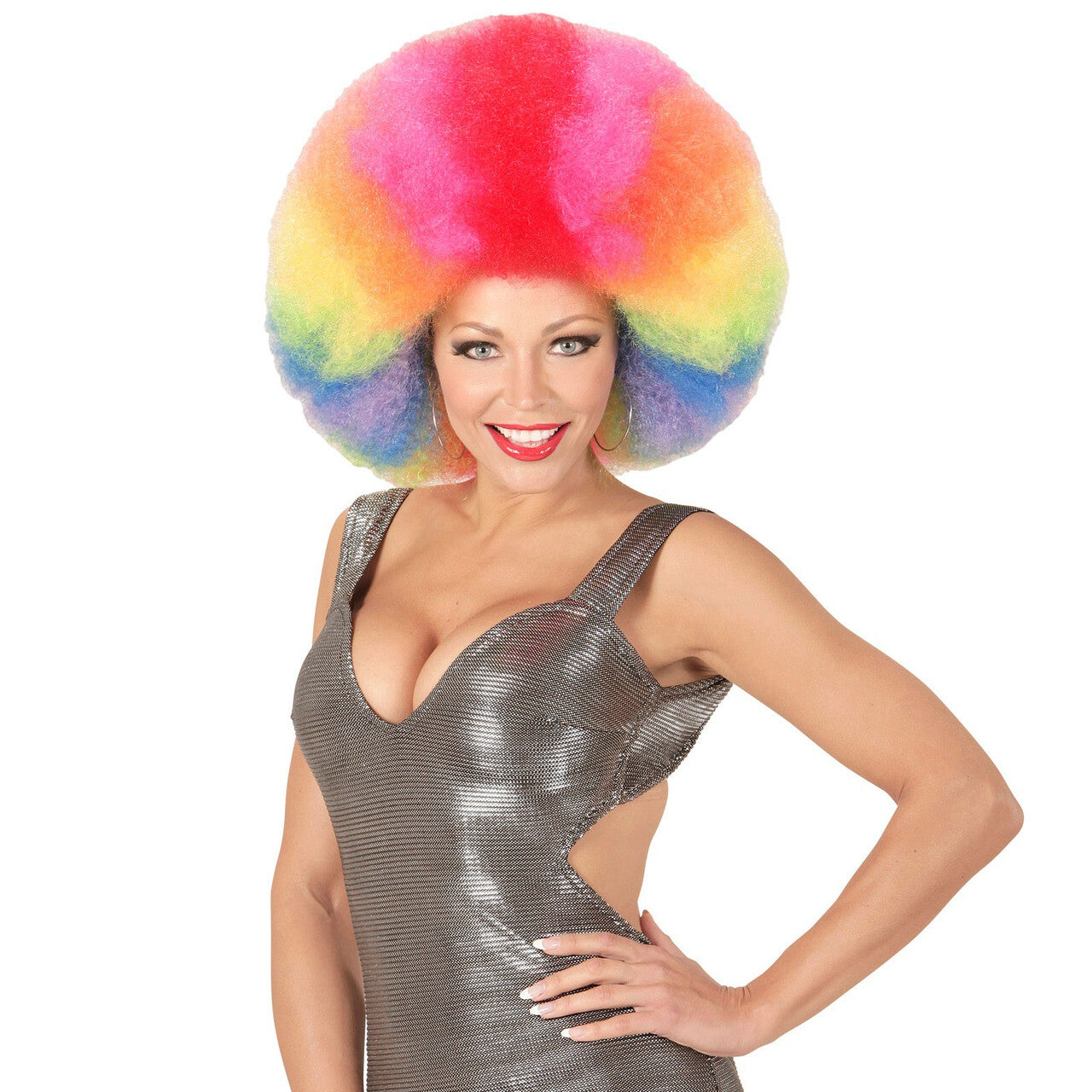 Op deze afbeelding zie je een Accessoires, van het merk Widmann. Soul Brother Pruik, Afro Extra Groot Meerkleurig