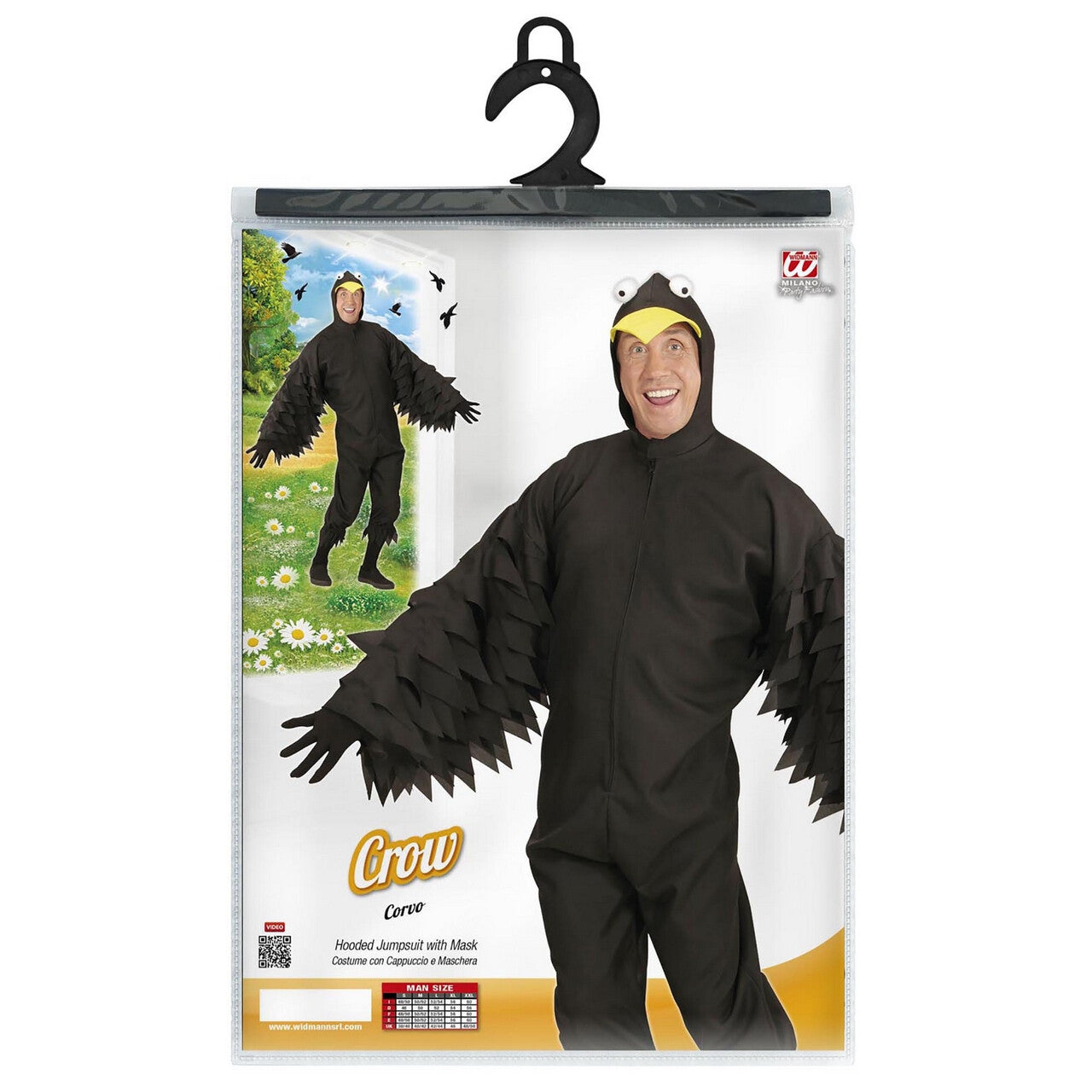 Op deze afbeelding zie je een Kostuums, van het merk Widmann. Zwarte Vrolijke Kraai Man Kostuum