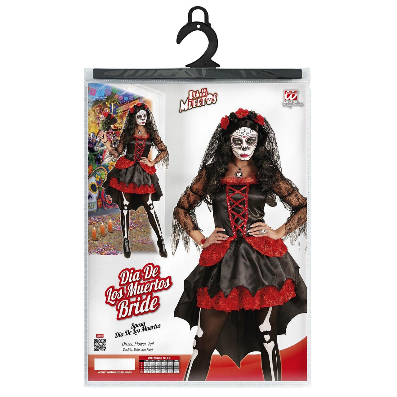 Op deze afbeelding zie je een Kostuums, van het merk Widmann. Mazarita Bruid Dia De Los Muertos Vrouw Kostuum