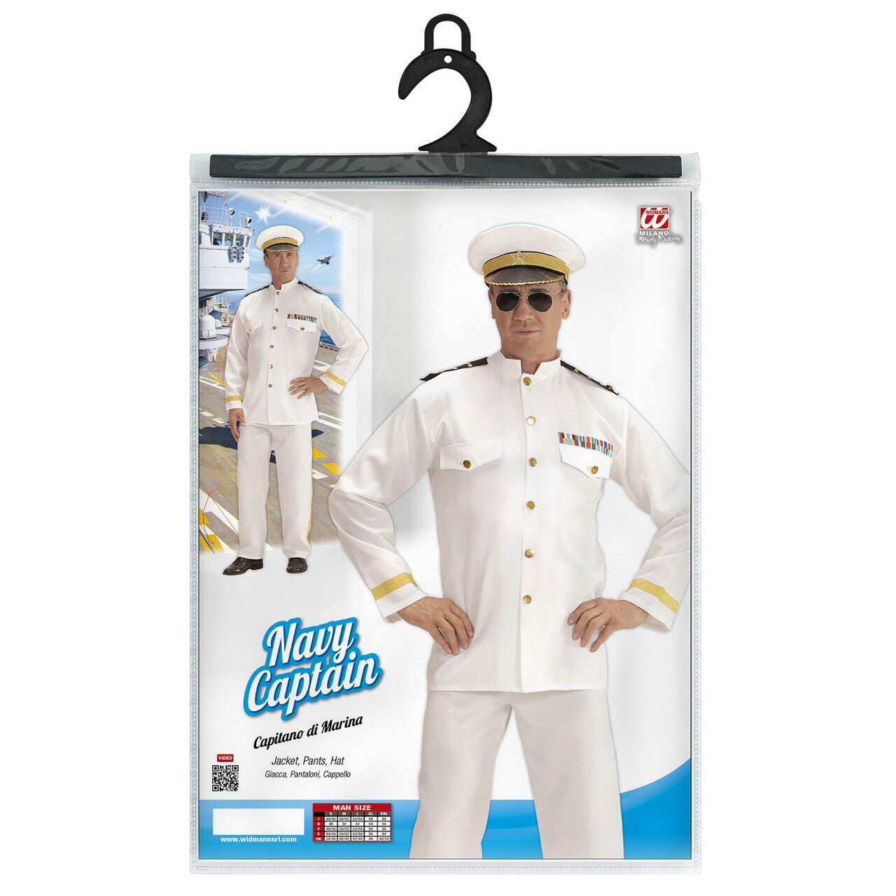 Op deze afbeelding zie je een Kostuums, van het merk Widmann. Koninklijke Marine Kapitein Man Kostuum