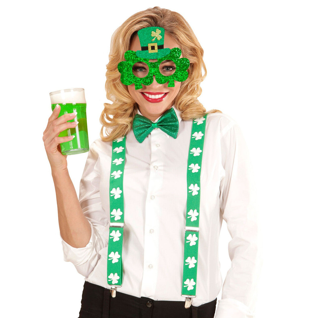 Op deze afbeelding zie je een Accessoires, van het merk Widmann. Ierse Bril, Klavertjes St. Patricks Day