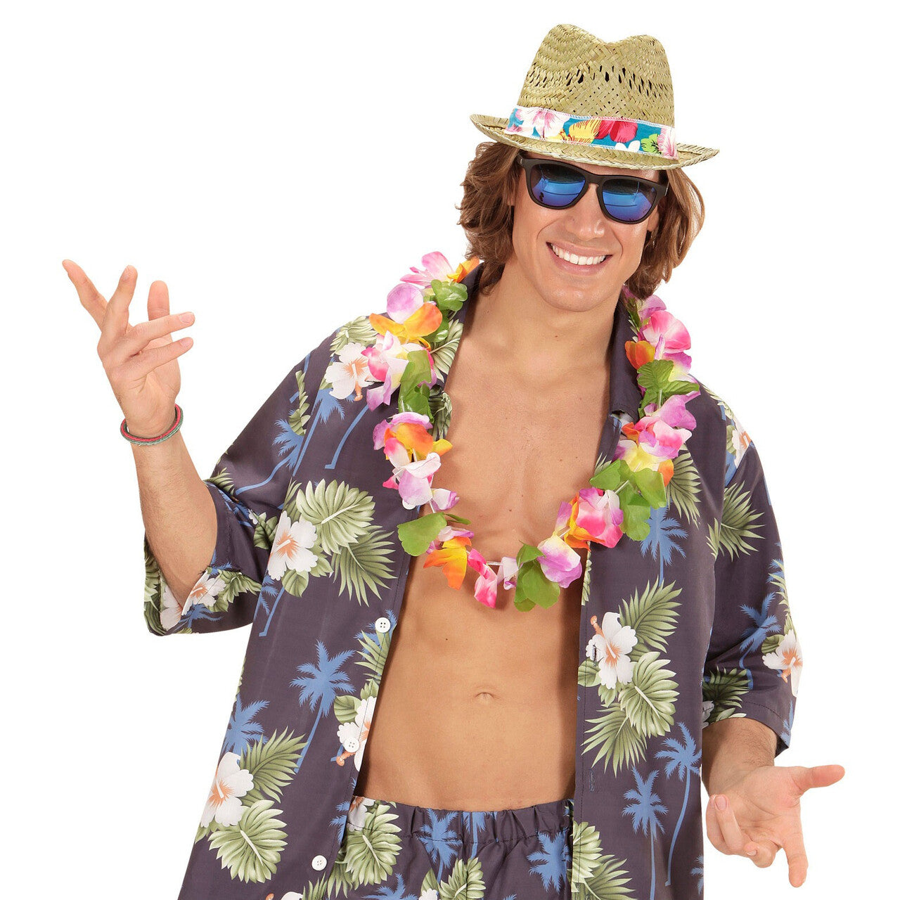 Op deze afbeelding zie je een Accessoires, van het merk Widmann. Tropische Fedora Beach Boys