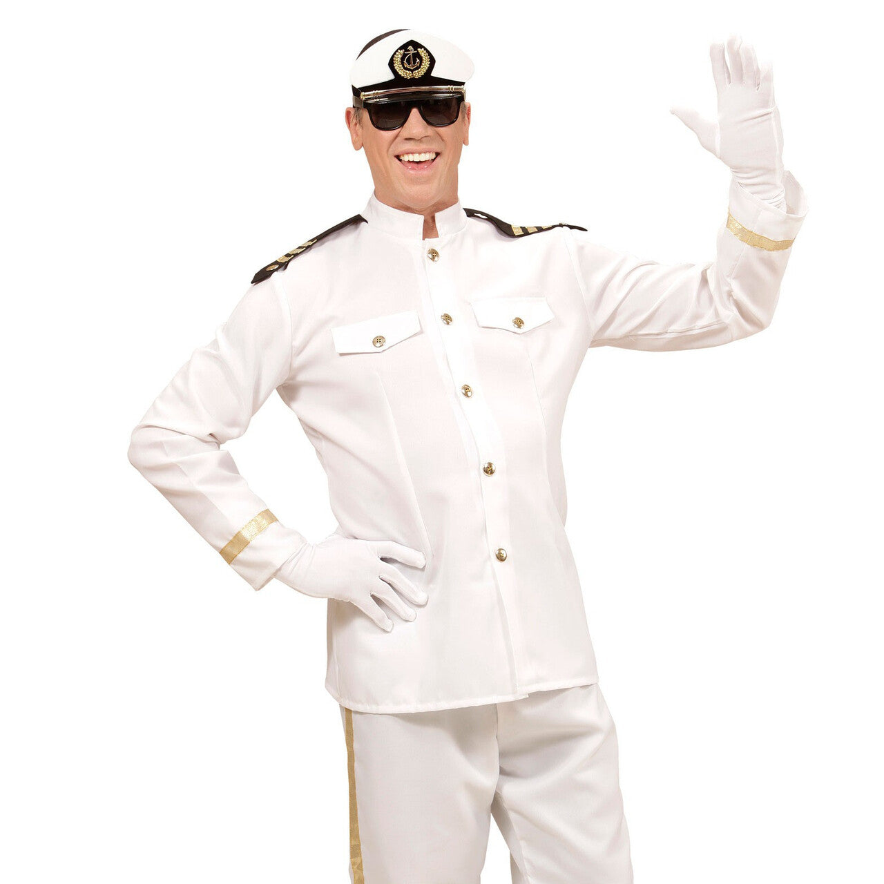 Op deze afbeelding zie je een Accessoires, van het merk Widmann. Captain Bril, Met Kapiteinspet