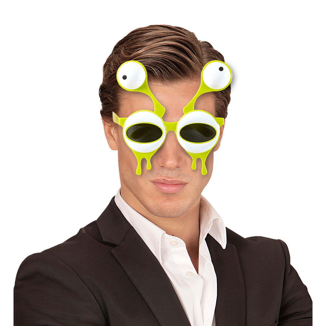 Op deze afbeelding zie je een Accessoires, van het merk Widmann. Space Bril, Alien Met Dubbele Ogen