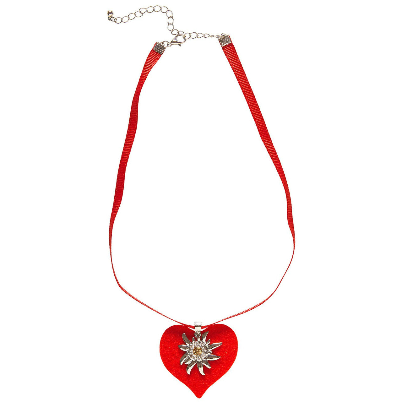 Op deze afbeelding zie je een Accessoires, van het merk Widmann. Hals Ketting Met Rood Hart En Edelweiss