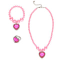 Prinses Ketting Armband Ring Strass Hart Roze