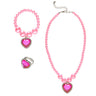Prinses Ketting Armband Ring Strass Hart Roze