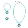 Prinses Ketting, Armband, Ring Strass Hart Azuur Blauw