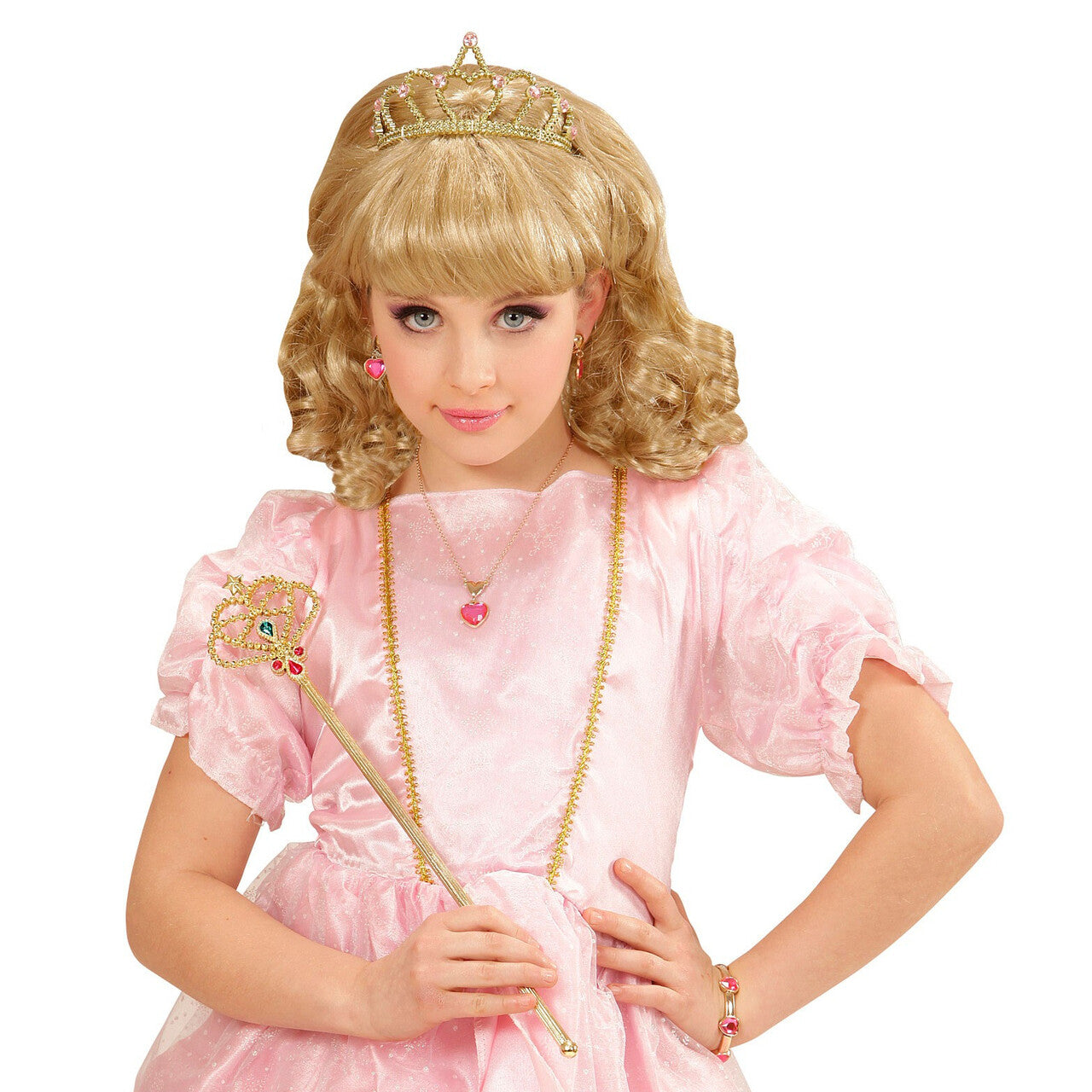 Op deze afbeelding zie je een Accessoires, van het merk Widmann. Prinses Ketting, Oorbellen Armband Goud
