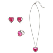Op deze afbeelding zie je een Accessoires, van het merk Widmann. Prinses Ketting, Oorbellen, Ring Strass Roze