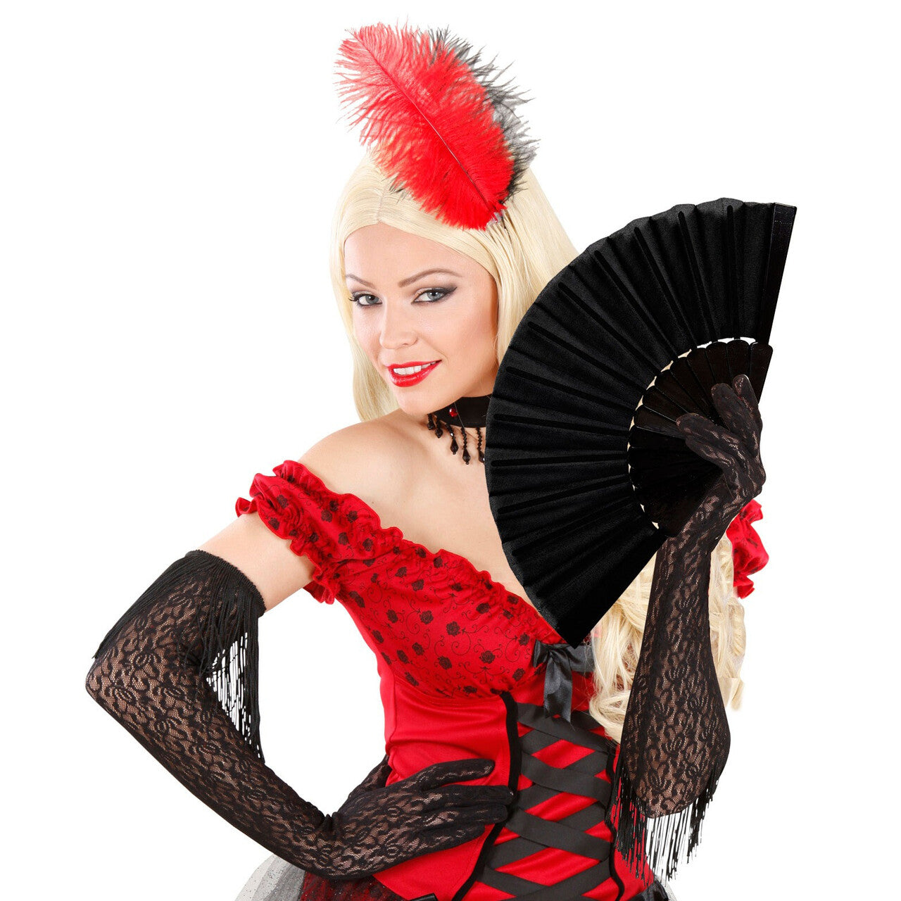 Op deze afbeelding zie je een Accessoires, van het merk Widmann. Flamenco Stoffen Waaier, Zwart