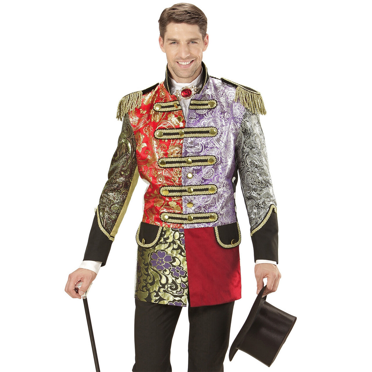 Op deze afbeelding zie je een Kostuums, van het merk Widmann. Gekke Patchwork Jas Man