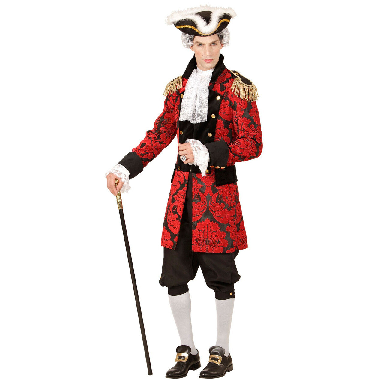 Op deze afbeelding zie je een Kostuums, van het merk Widmann. Royale Paradejas Rood Man