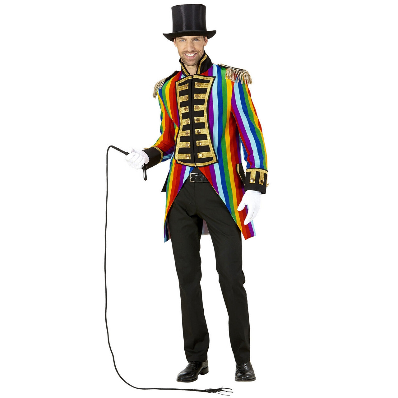 Op deze afbeelding zie je een Kostuums, van het merk Widmann. Multicolor Frackjas Regenboog Man