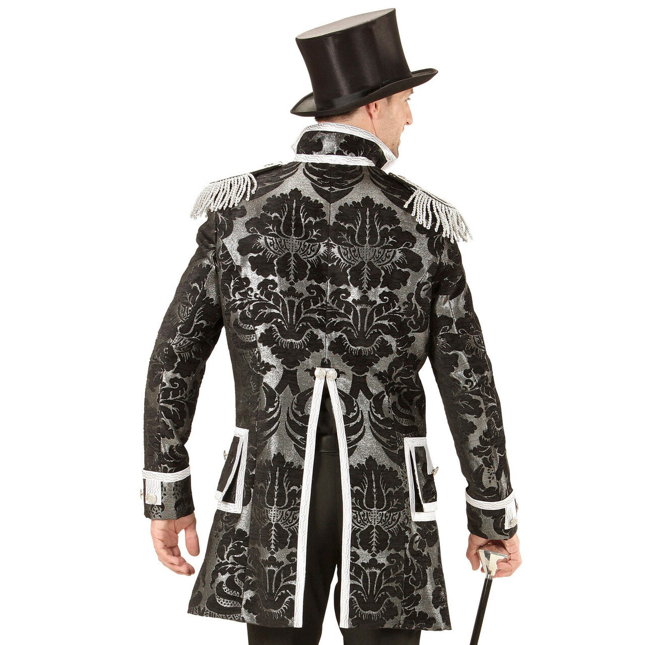 Op deze afbeelding zie je een Kostuums, van het merk Widmann. Royale Frackjas Parade Zilver Man