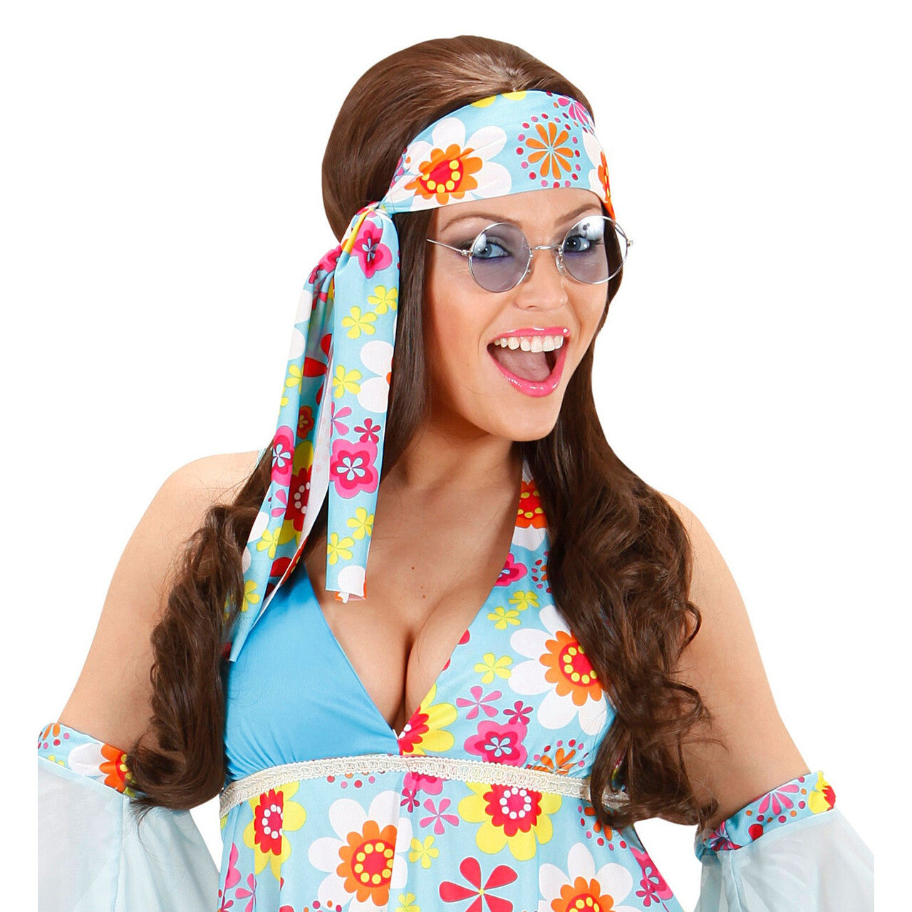 Op deze afbeelding zie je een Accessoires, van het merk Widmann. Freaky Bril, Hippie Blauw Glas