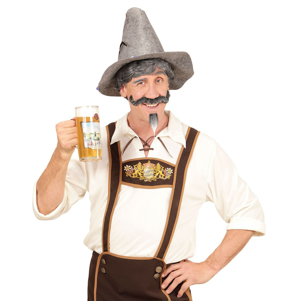 Op deze afbeelding zie je een Accessoires, van het merk Widmann. Pruik, Beierse Man Met Snor En Sik