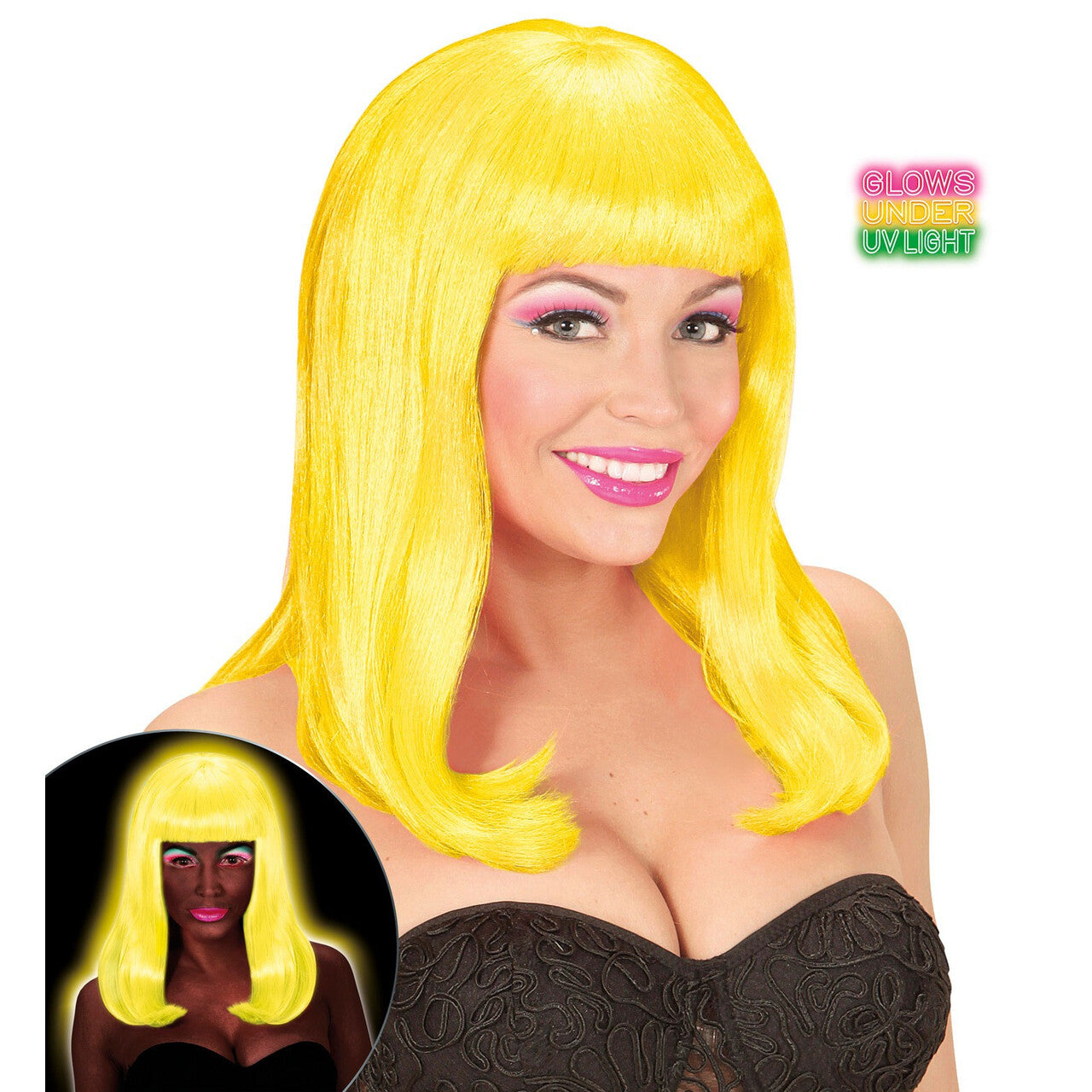 Op deze afbeelding zie je een Accessoires, van het merk Widmann. Bob Pruik, Patsy Neon Geel