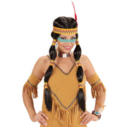 Op deze afbeelding zie je een Accessoires, van het merk Widmann. Vrede Pruik, Squaw Indiaan Met Hoofdband