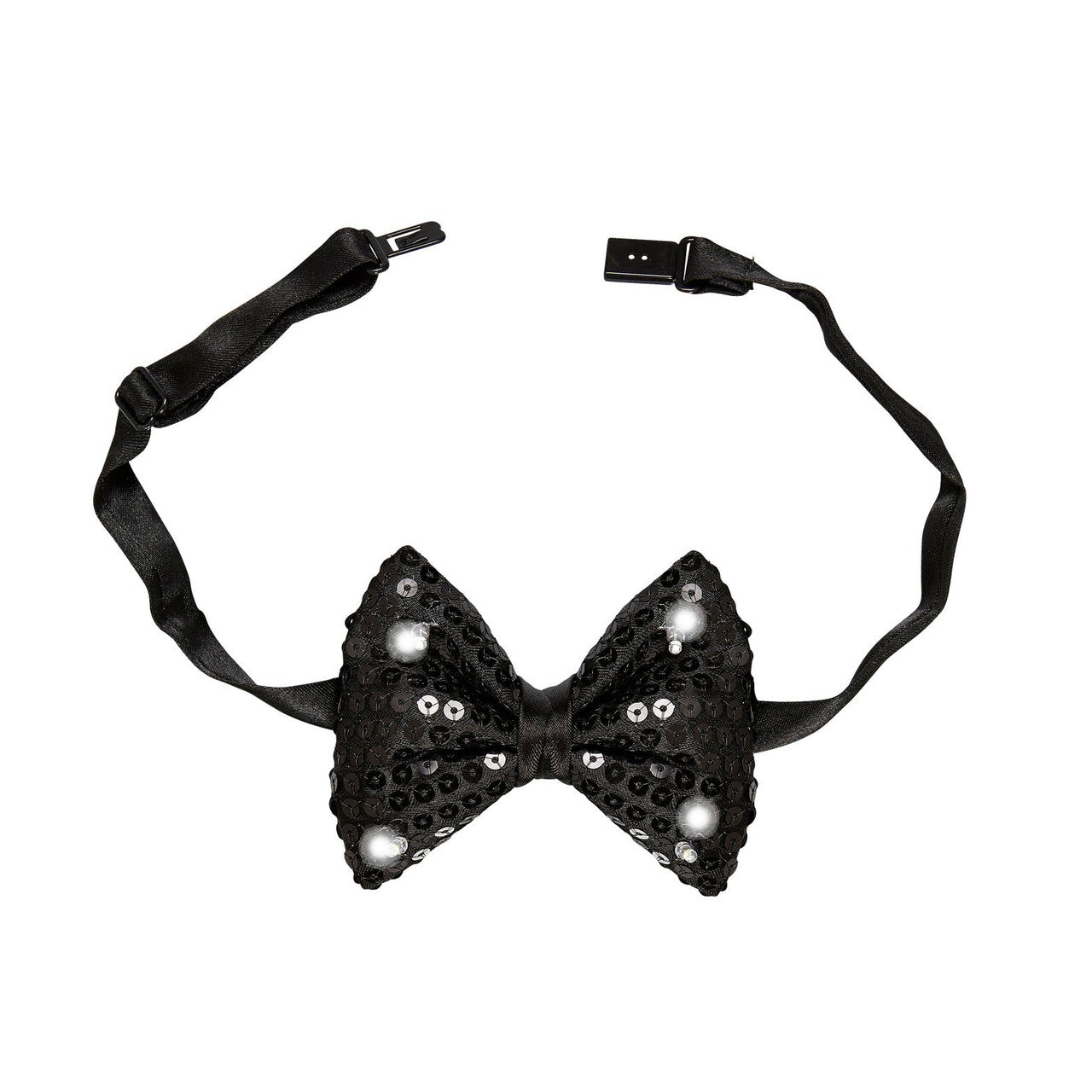 Op deze afbeelding zie je een Accessoires, van het merk Widmann. Flitsend Pailletten Strikje Met Licht, Zwart