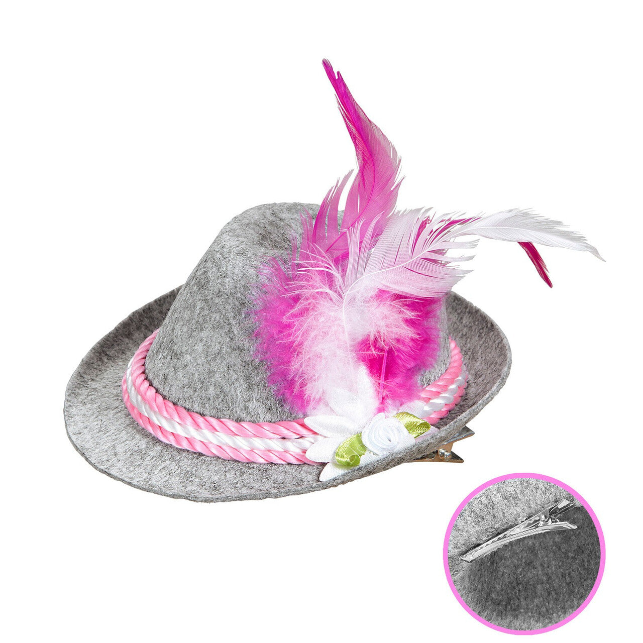 Op deze afbeelding zie je een Accessoires, van het merk Widmann. Oktoberfest Dames Mini Beierse Fedora, Roze