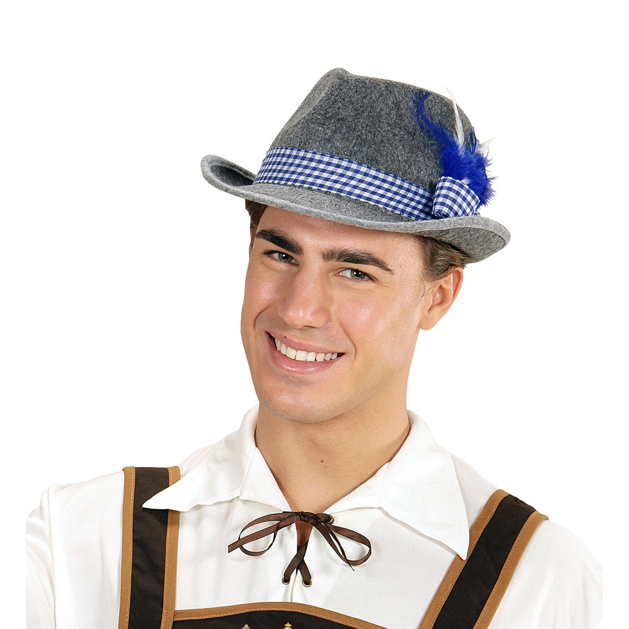 Op deze afbeelding zie je een Accessoires, van het merk Widmann. Oktoberfest Heren Beierse Fedora Met Blauwe Veren