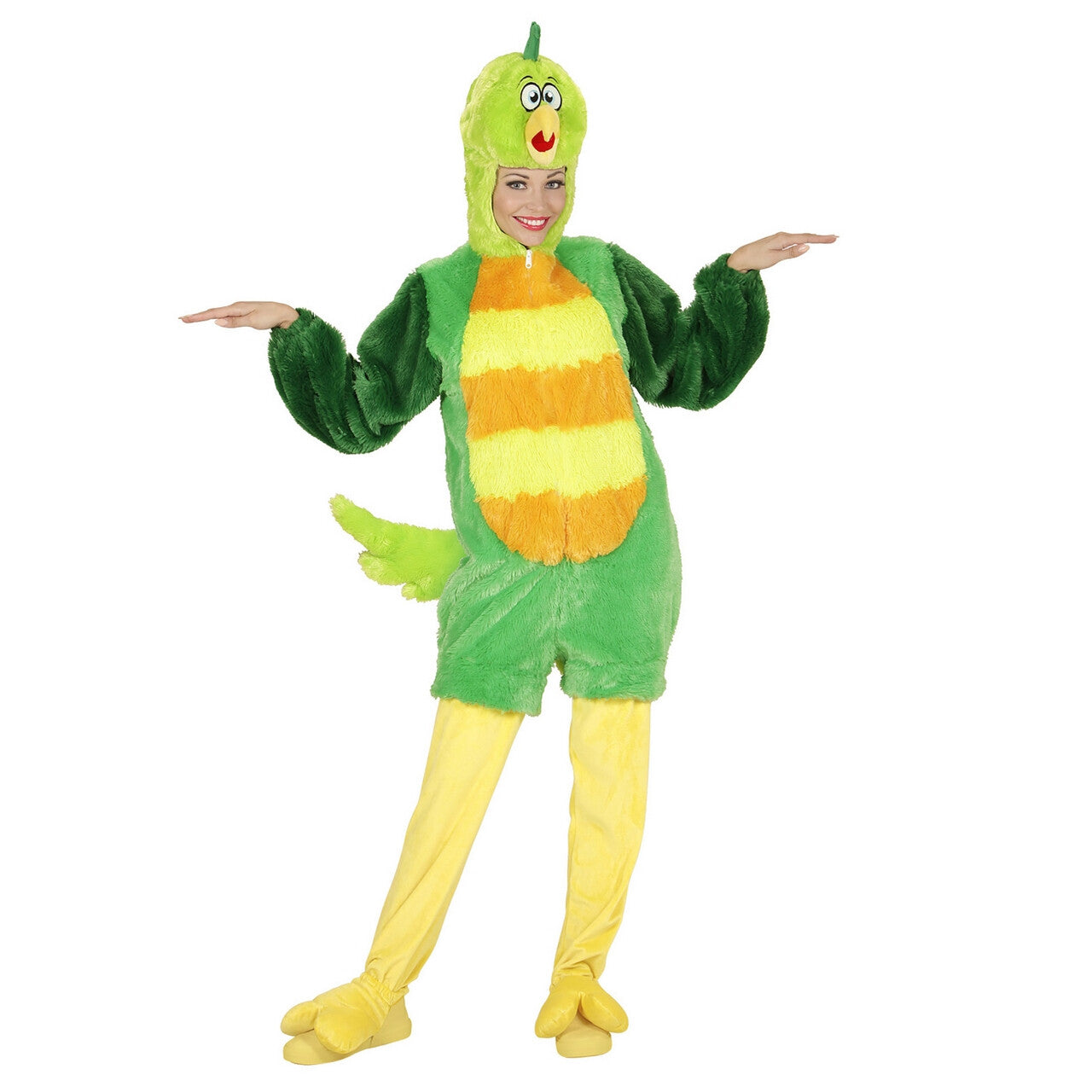Op deze afbeelding zie je een Kostuums, van het merk Widmann. Fantasie Onesie Pluche Groene Vogel Kostuum